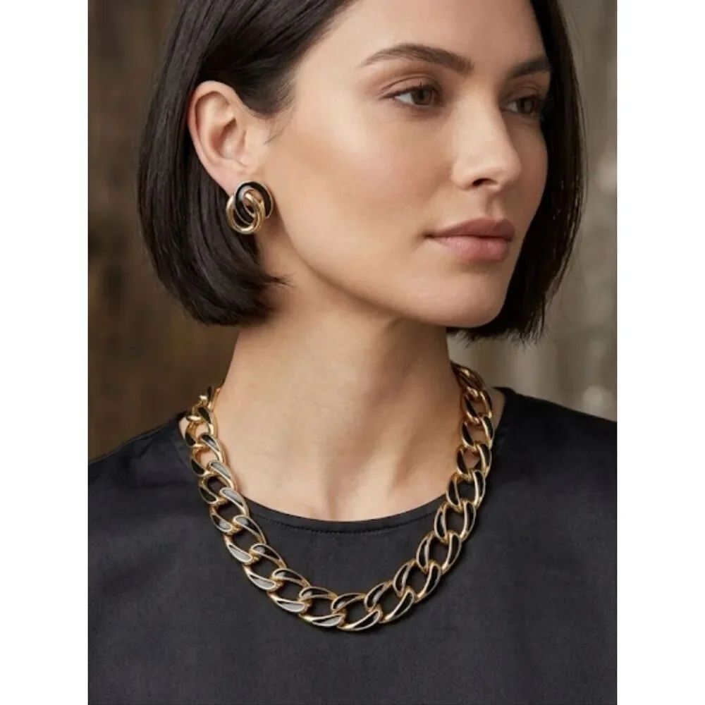Necklace and earrings set Gold and Black